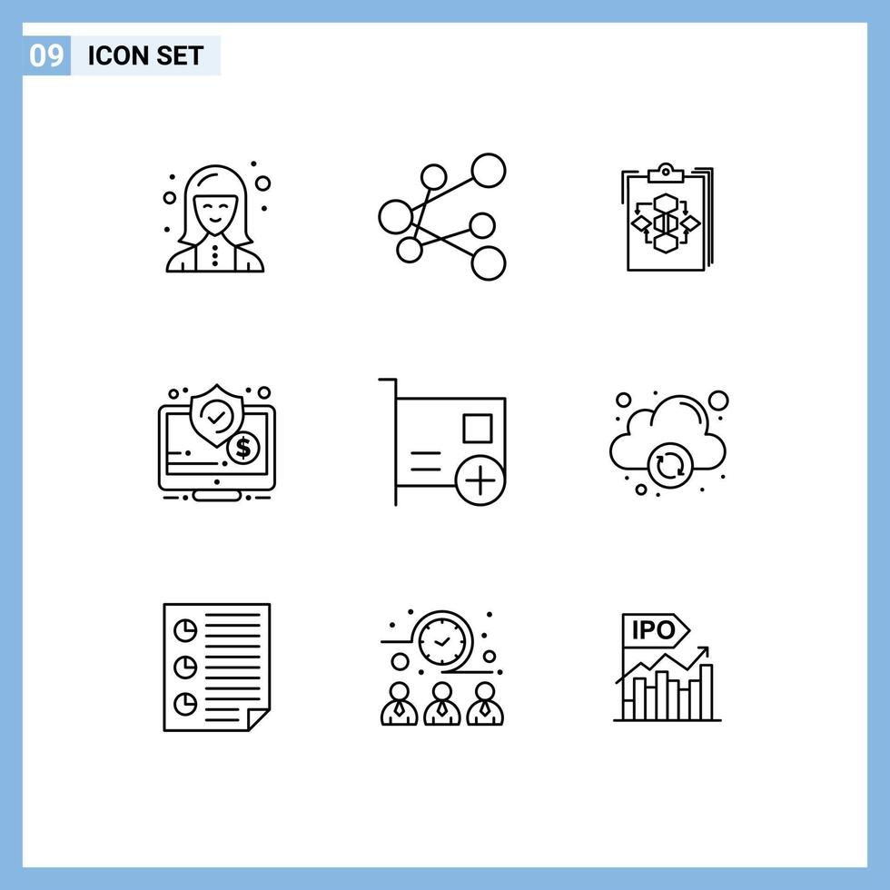 interface utilisateur pack de 9 contours de base du processus de flux de travail du presse-papiers d'argent en ligne éléments de conception vectoriels modifiables vecteur