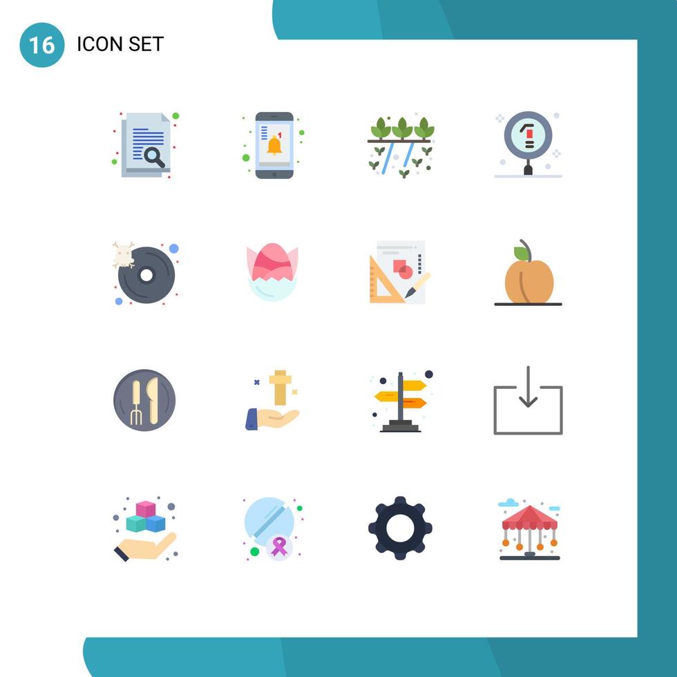 interface mobile ensemble de 16 pictogrammes de couleur plate de disque dur scientifique producteur laboratoire chimique modifiable pack d'éléments de conception de vecteur créatif