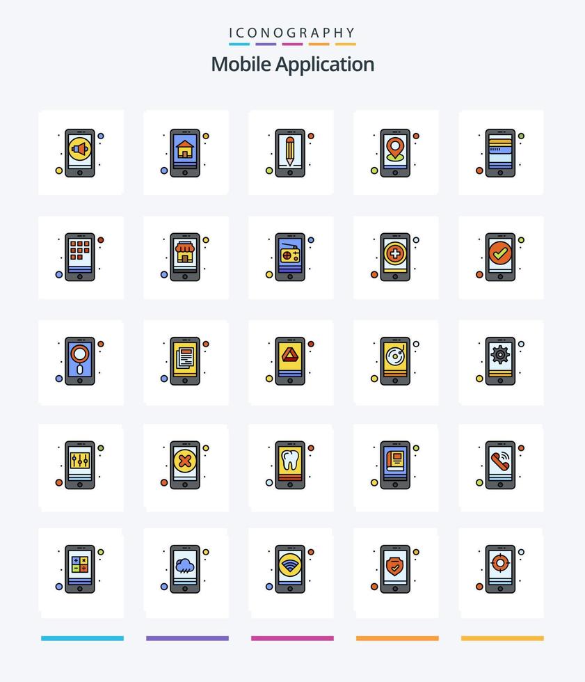 application mobile créative pack d'icônes remplies de 25 lignes telles que la carte. la navigation. application. emplacement. application vecteur