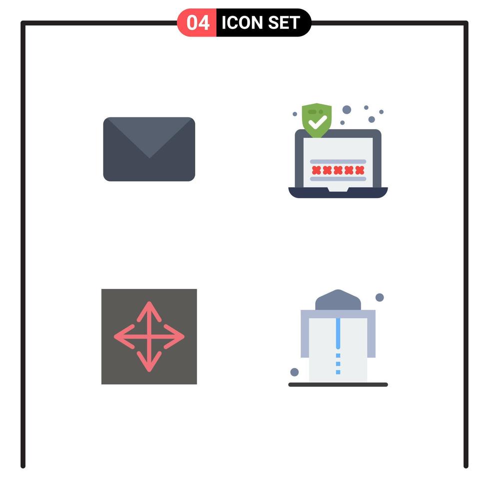 ensemble de 4 pack d'icônes plates commerciales pour twitter flèche chat interface ordinateur portable éléments de conception vectoriels modifiables vecteur