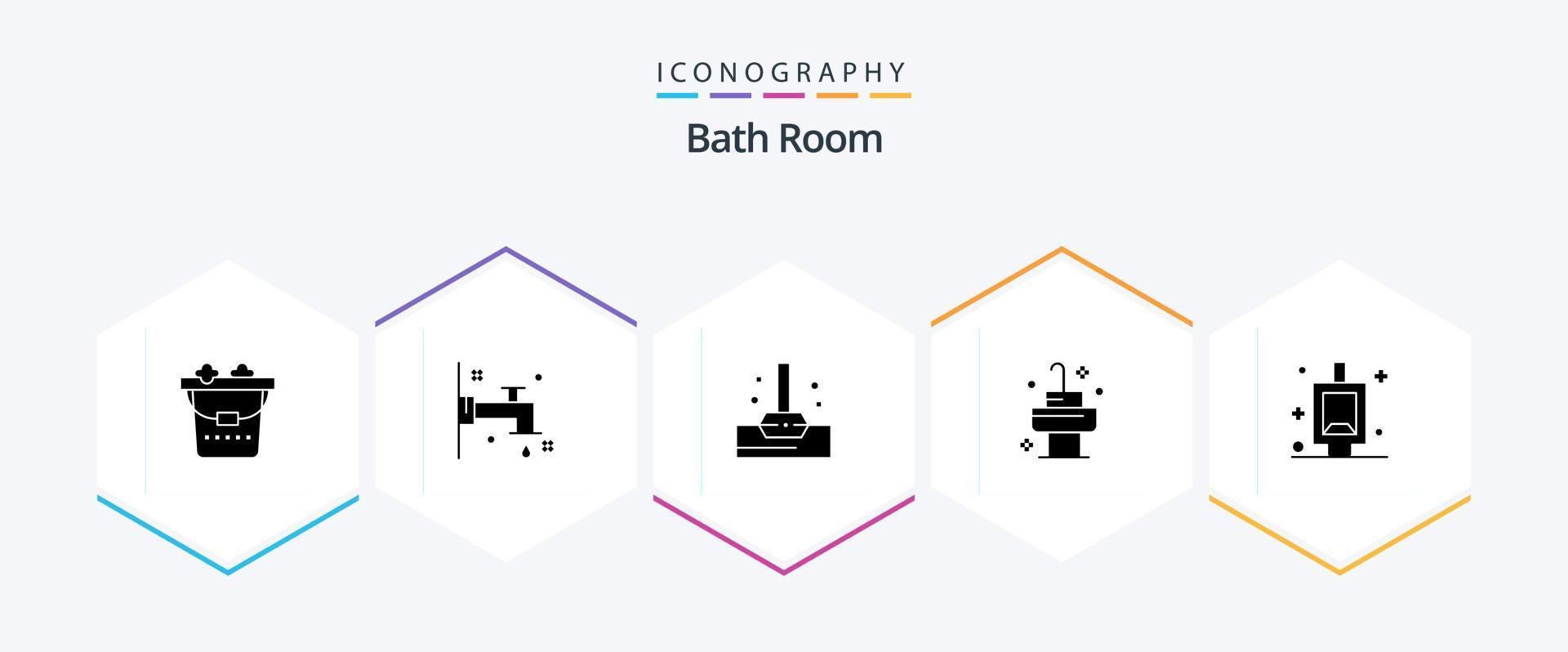 pack d'icônes de 25 glyphes de salle de bain comprenant. . salle de bains. salle. urinoir vecteur