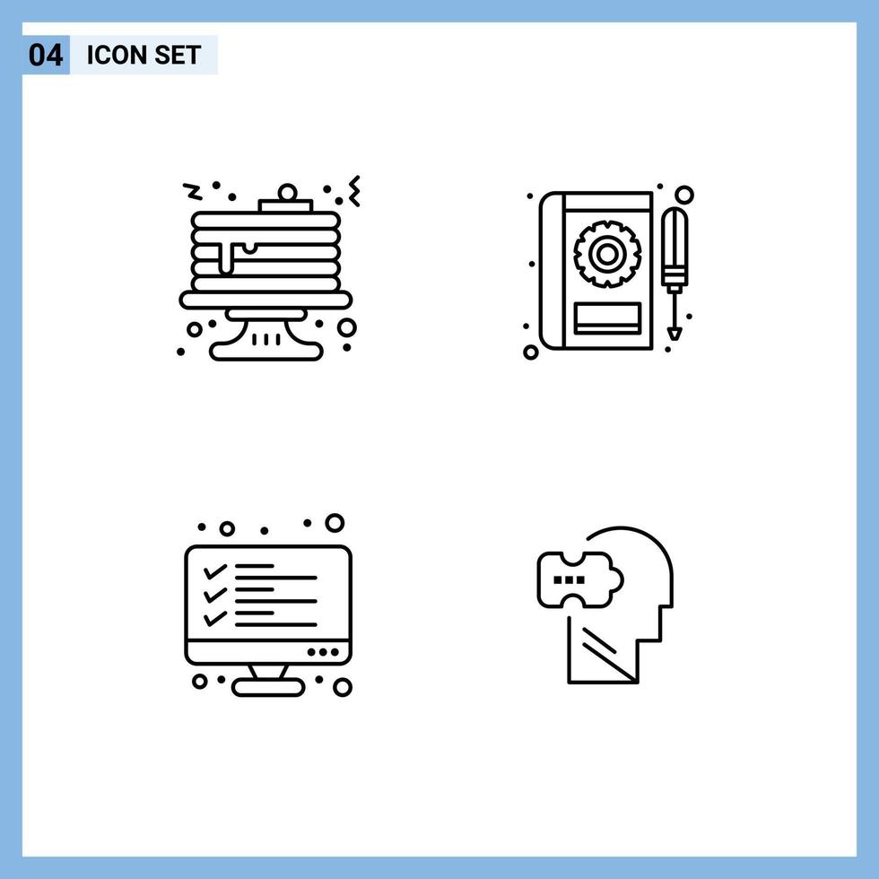 symboles d'icônes universels groupe de 4 couleurs plates modernes de la liste de contrôle du petit-déjeuner pancake données manuelles éléments de conception vectoriels modifiables vecteur