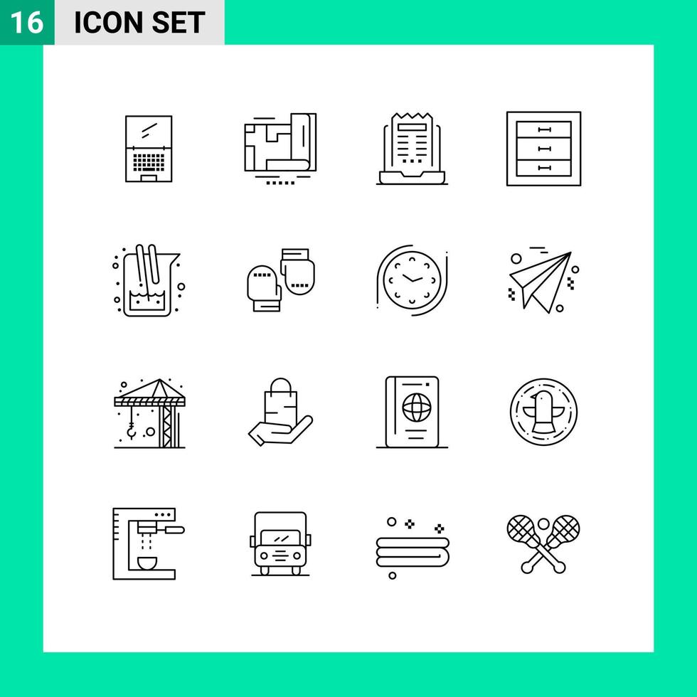 16 contours vectoriels thématiques et symboles modifiables des armoires intérieures boîtes de navigation newsletter éléments de conception vectoriels modifiables vecteur