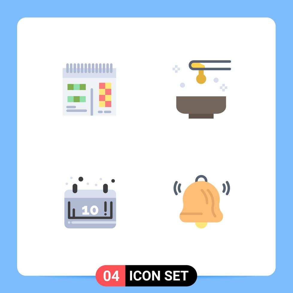 ensemble moderne de 4 icônes plates pictogramme d'éléments de conception vectoriels modifiables calendrier web beauté spa saison vecteur