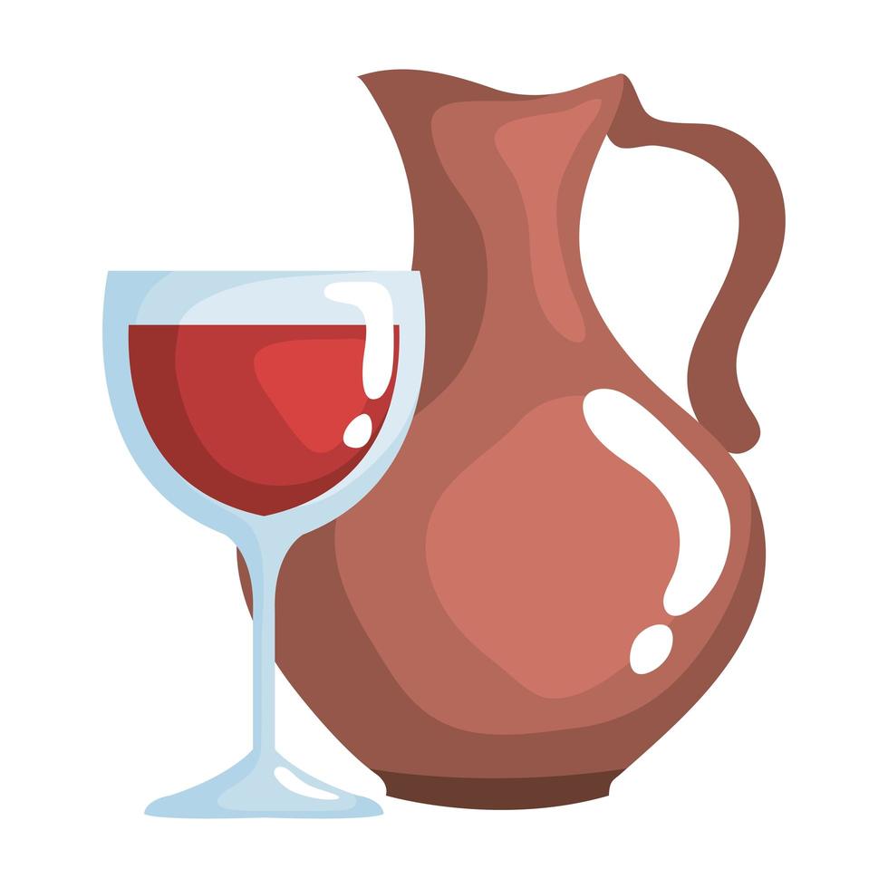 Verre à vin en cristal et pot en céramique vecteur