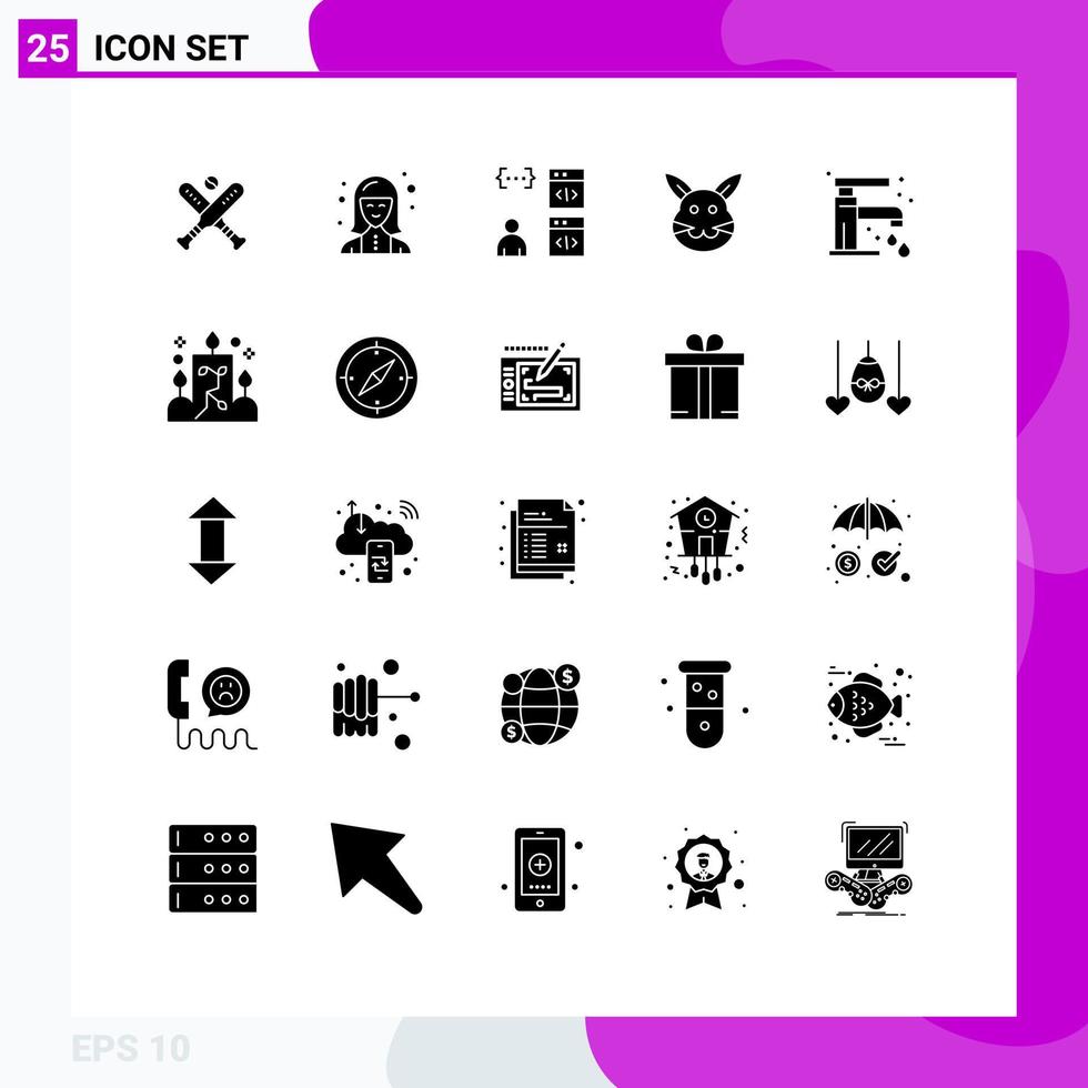 ensemble de 25 symboles d'icônes d'interface utilisateur modernes signes pour lapin bynny technologue lapin développer des éléments de conception vectoriels modifiables vecteur