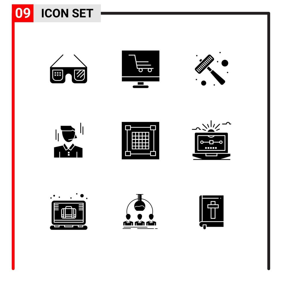 pack d'icônes vectorielles stock de 9 signes et symboles de ligne pour la conception homme marteau travailleur homme d'affaires éléments de conception vectoriels modifiables vecteur