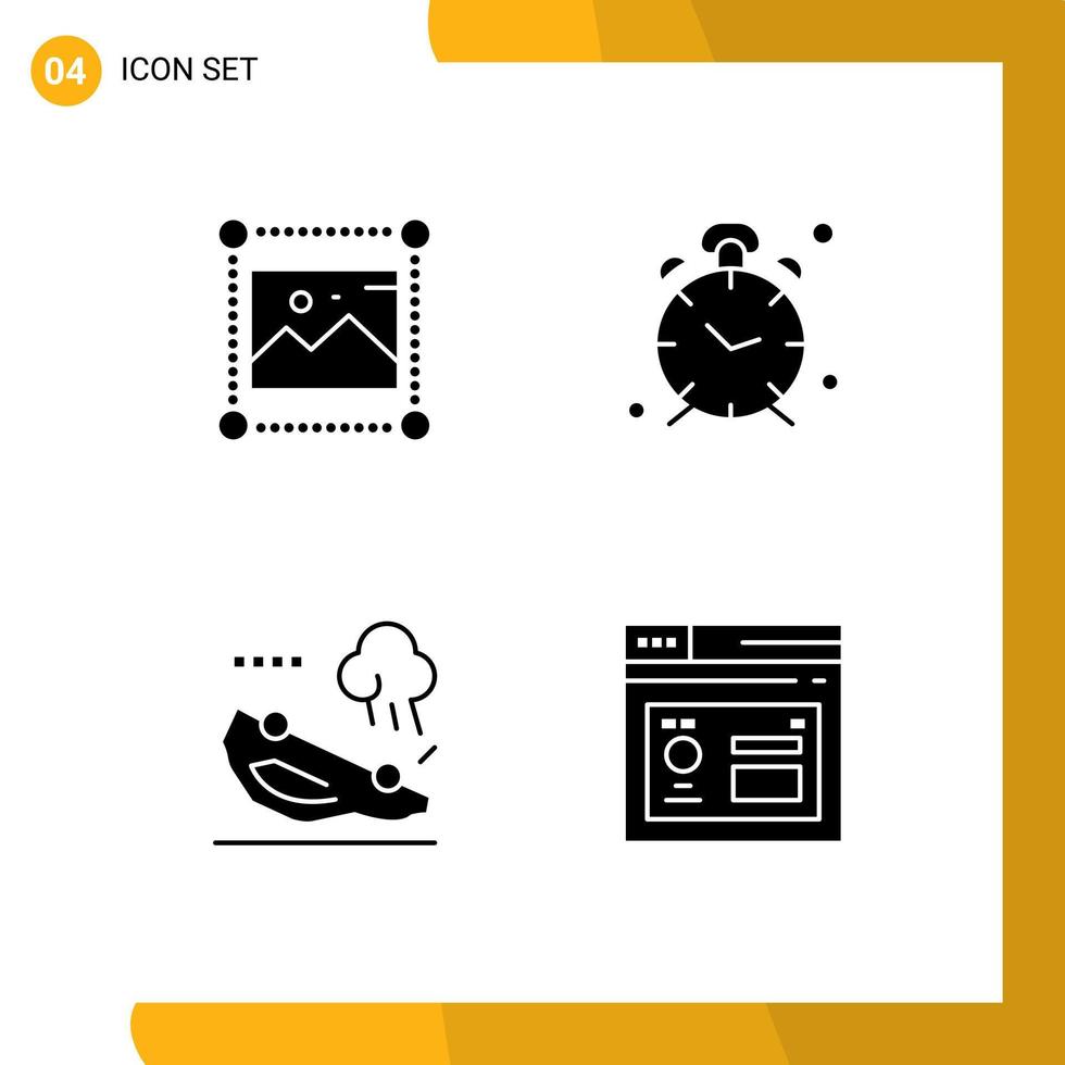 ensemble de 4 symboles d'icônes d'interface utilisateur modernes signes pour la conception graphiques d'alerte temps voiture éléments de conception vectoriels modifiables vecteur