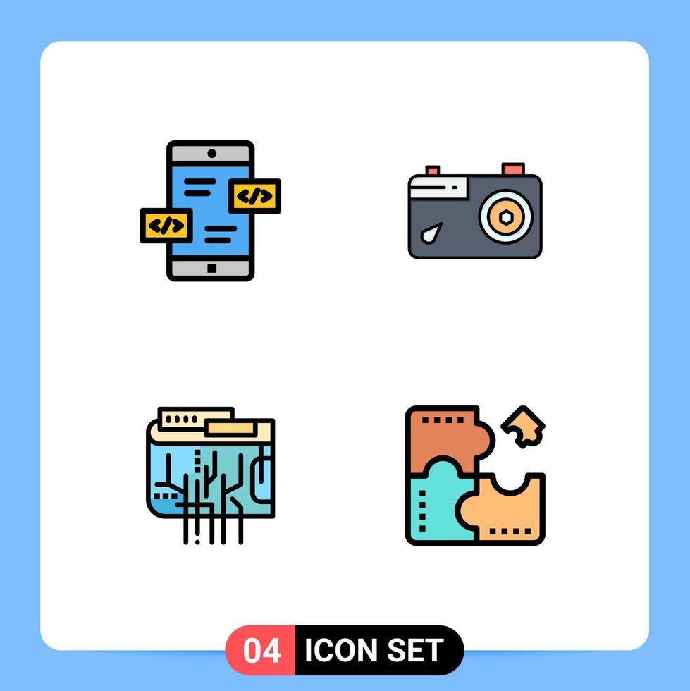 ensemble de 4 symboles d'icônes d'interface utilisateur modernes signes pour le développement d'applications monnaie mobile image internet éléments de conception vectoriels modifiables vecteur