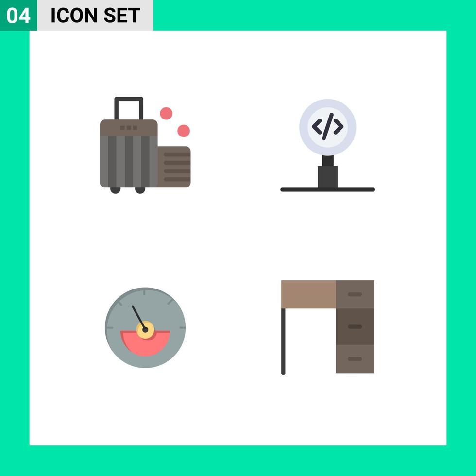 4 concept d'icône plate pour sites Web mobiles et applications sac ampère développement de bagages éléments de conception vectoriels modifiables électriques vecteur