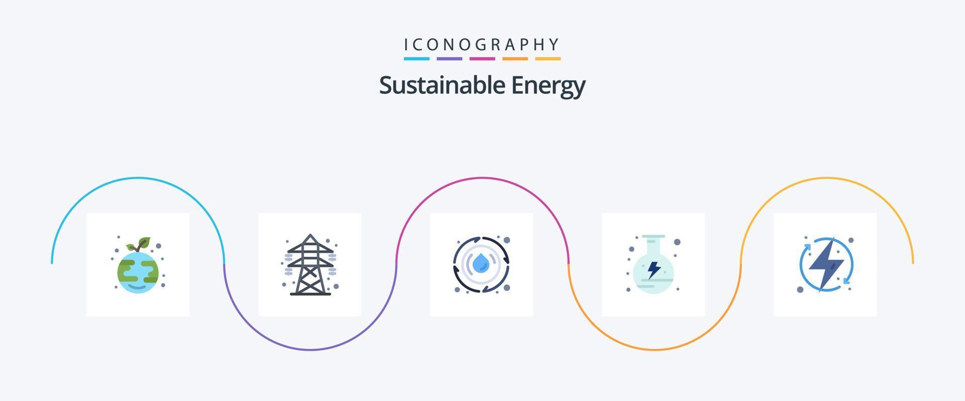 pack d'icônes plat 5 énergie durable, y compris écologique. ballon. affaissement. Puissance. électricité vecteur