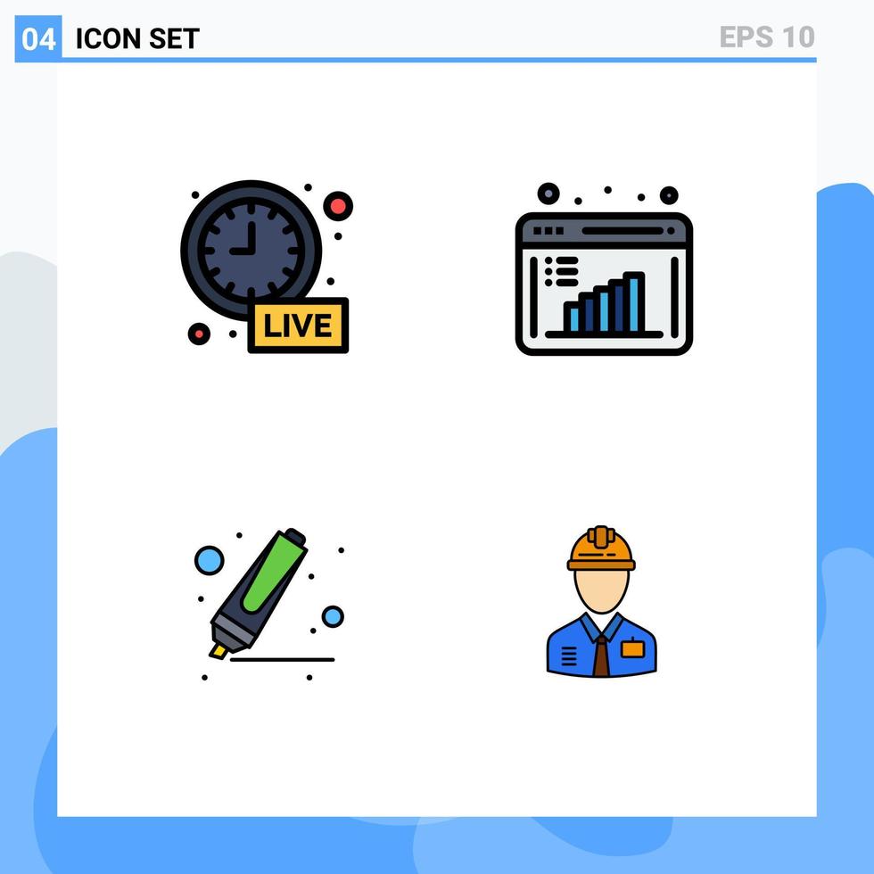 pack d'interface utilisateur de 4 couleurs plates de base remplies de surligneur d'alarme mise à jour en direct données calcul travailleur éléments de conception vectoriels modifiables vecteur