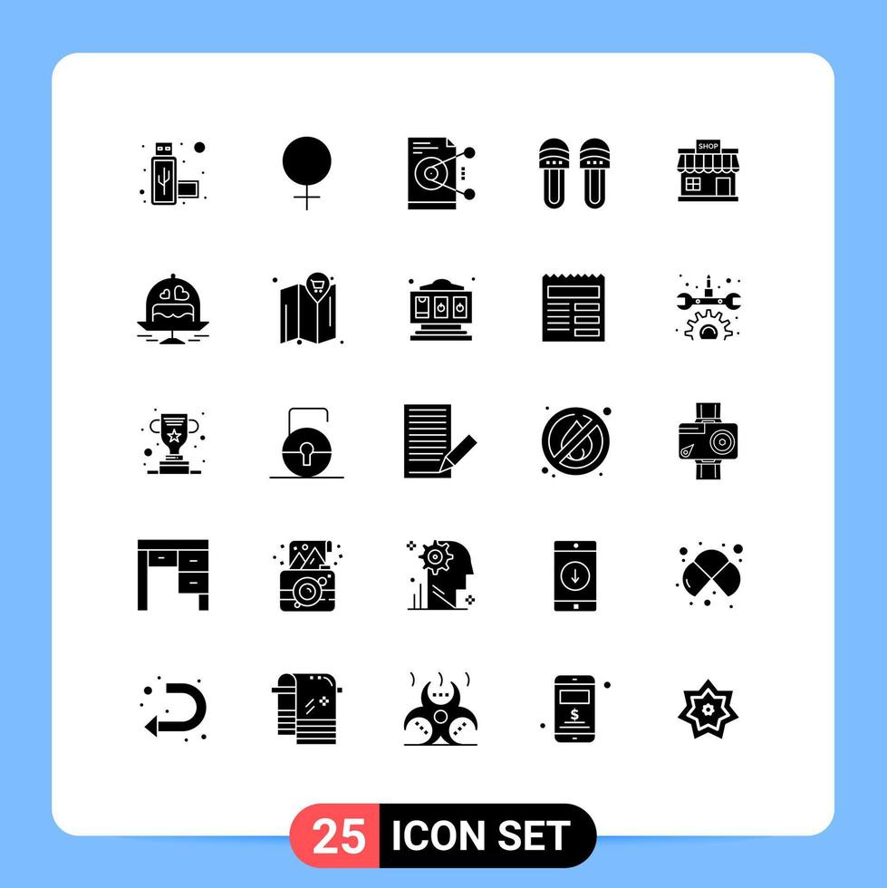 25 icônes créatives signes et symboles modernes de la boutique en ligne partageant des éléments de conception vectoriels modifiables confortables vecteur