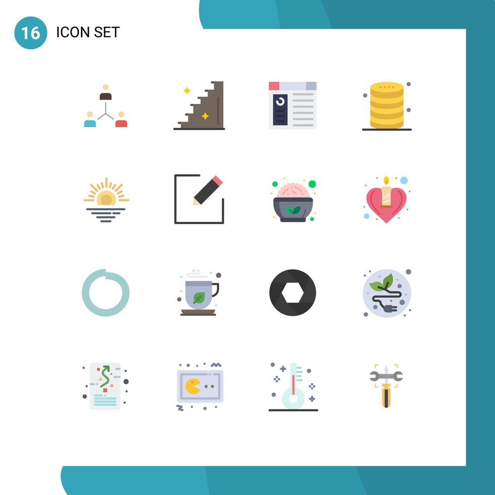 groupe de 16 couleurs plates modernes définies pour la page cloud de la phase de données du serveur pack modifiable d'éléments de conception de vecteur créatif