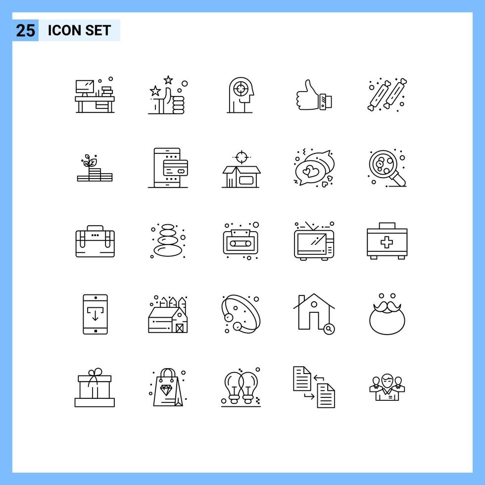 ensemble moderne de 25 lignes de pictogrammes de pouce doigt de concentration de la main comme des éléments de conception vectoriels modifiables vecteur