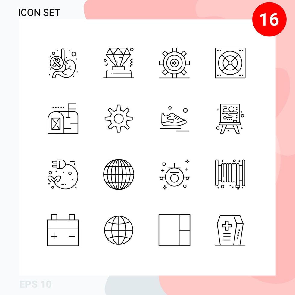 pack de 16 contours modernes signes et symboles pour les supports d'impression Web tels que le courrier salle de bains codage bain programmation éléments de conception vectoriels modifiables vecteur