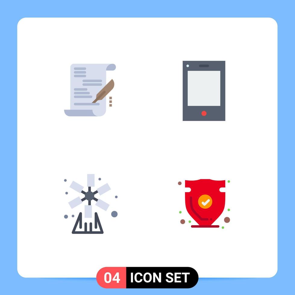 4 icônes plates vectorielles thématiques et symboles modifiables d'accord appareils de jardin tablette moulin à vent éléments de conception vectoriels modifiables vecteur