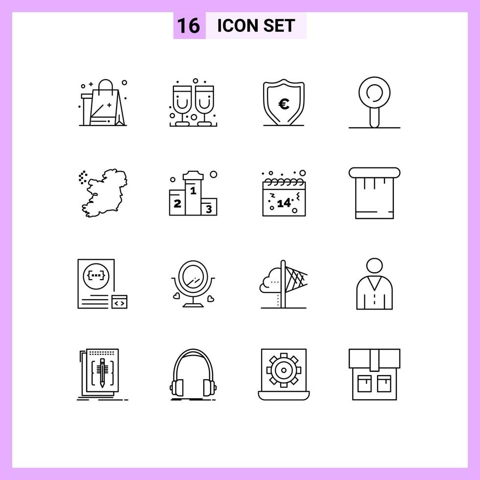 pack d'icônes vectorielles stock de 16 signes et symboles de ligne pour les éléments de conception vectoriels modifiables de la sucette du monde de l'euro vecteur