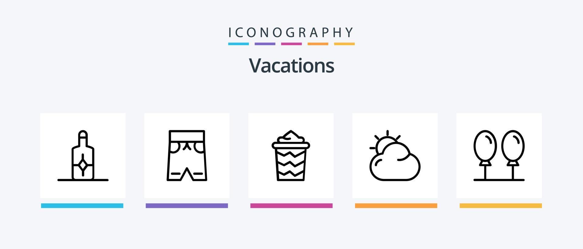 pack d'icônes ligne 5 vacances comprenant. voler. phare. ballon. l'été. conception d'icônes créatives vecteur