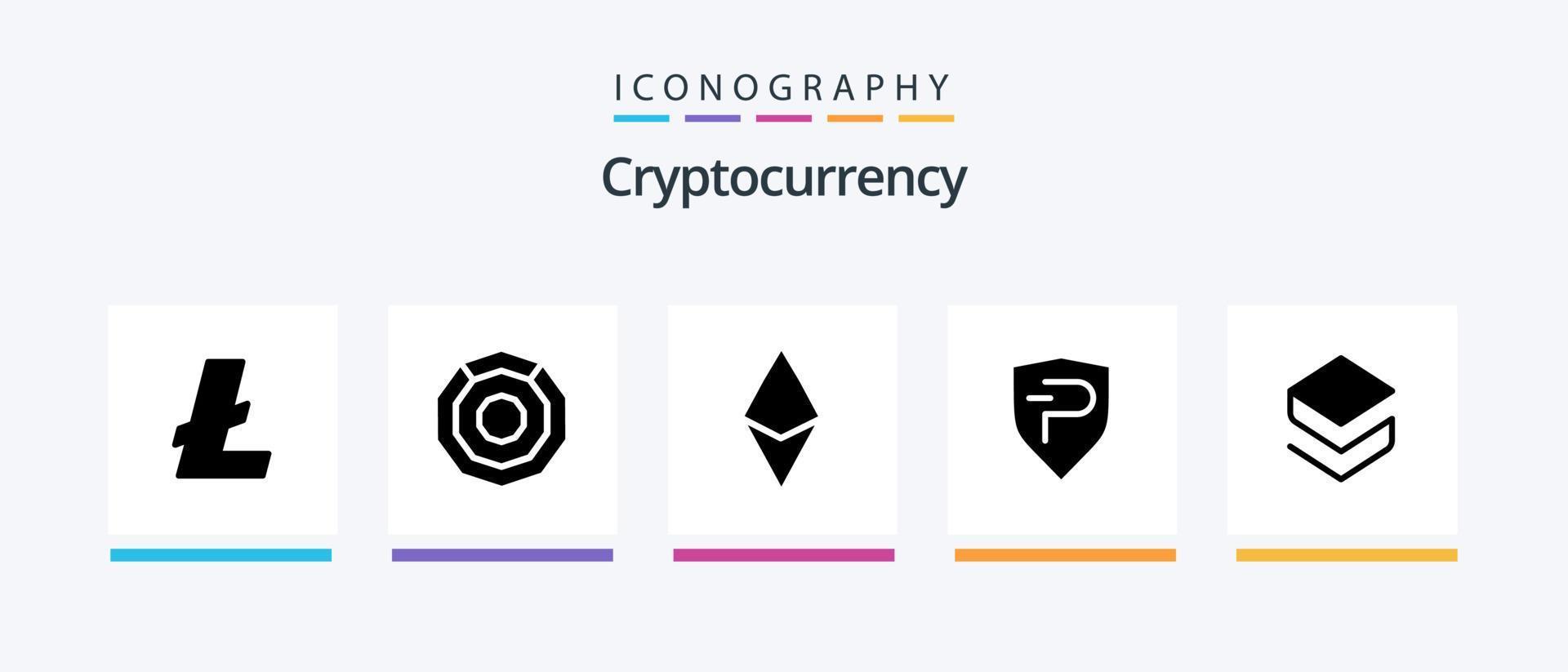 pack d'icônes de glyphe de crypto-monnaie 5 comprenant une pièce. crypto. éthéré. crypto-monnaie. conception d'icônes créatives vecteur