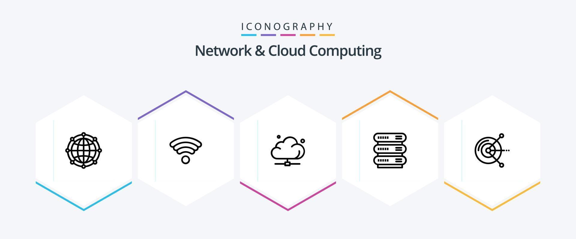 réseau et cloud computing pack d'icônes de 25 lignes comprenant un ordinateur. réseau. nuage. Les données. La technologie vecteur