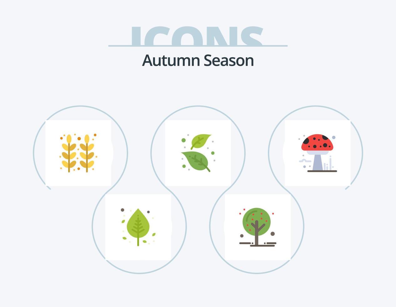 pack d'icônes plat automne 5 conception d'icônes. la nature. l'automne. arbre. cendre. action de grâces vecteur