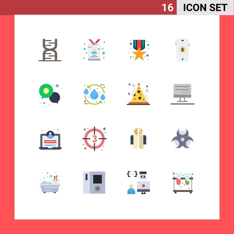 symboles d'icônes universels groupe de 16 couleurs plates modernes de la presse du marché en ligne récompense du commerce électronique pack modifiable d'éléments de conception de vecteur créatif