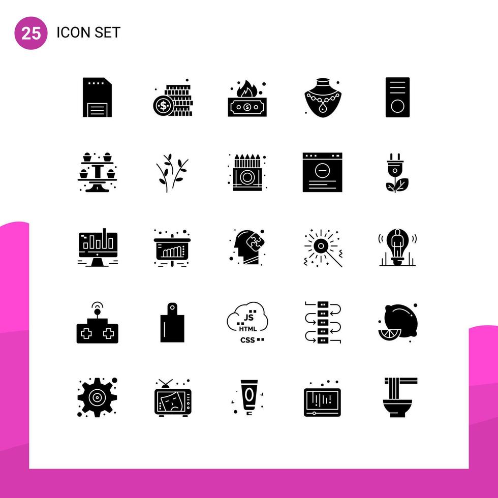 25 icônes créatives signes et symboles modernes d'ordinateurs bijoux argent nacklace revenu éléments de conception vectoriels modifiables vecteur