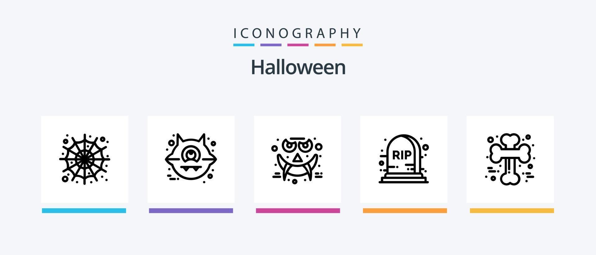 pack d'icônes halloween ligne 5 comprenant. Halloween. couteau sanglant. sanglant. chat. conception d'icônes créatives vecteur