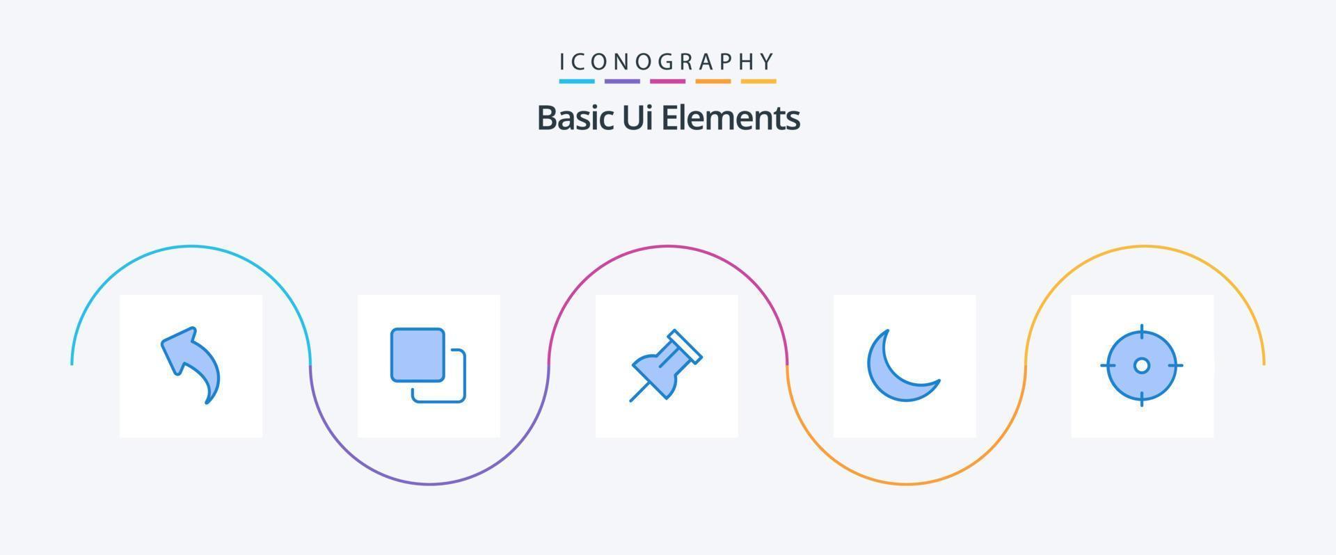 pack d'icônes bleu 5 éléments de base de l'interface utilisateur, y compris l'objectif. archer. papier. Naturel. nuit vecteur