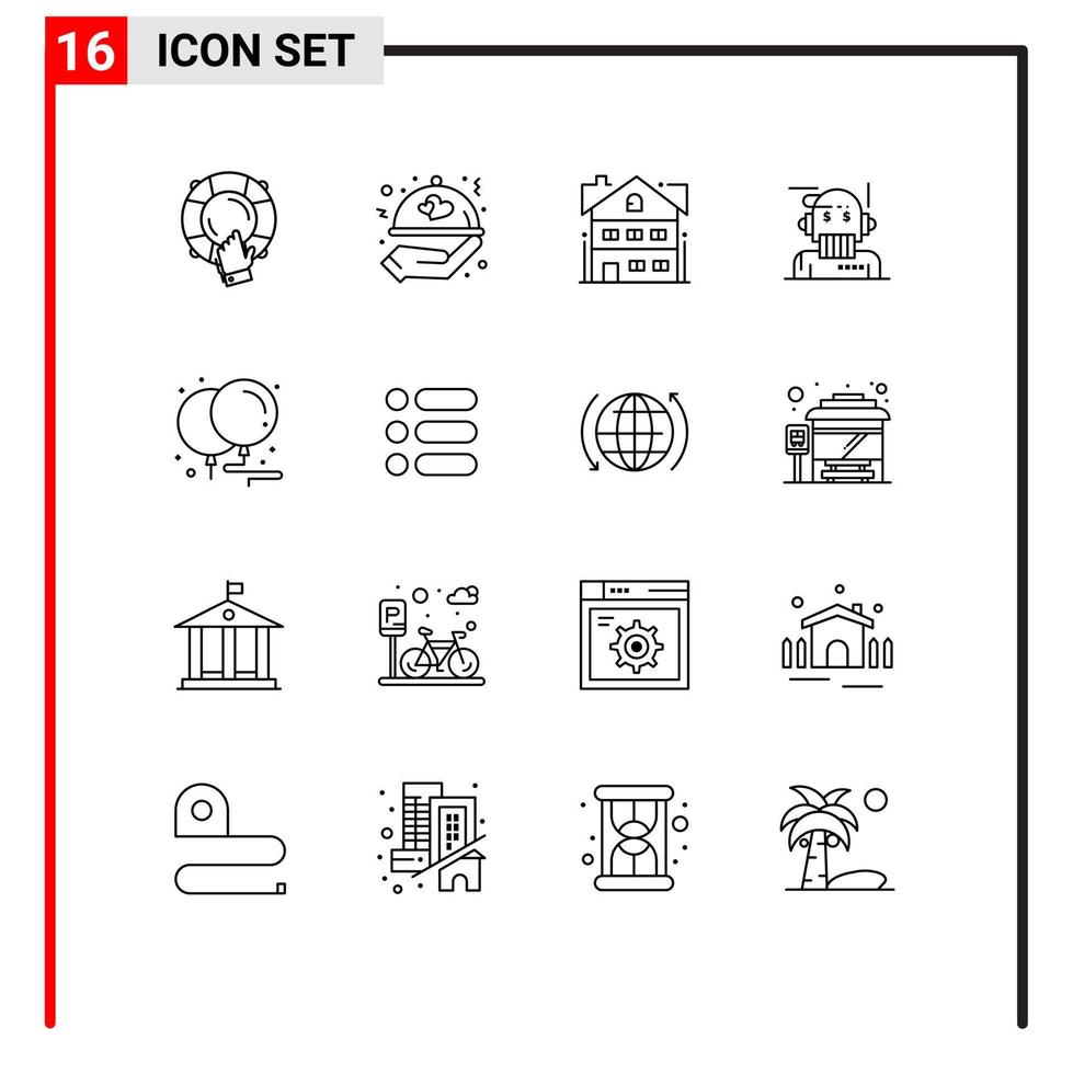 16 icônes créatives signes et symboles modernes du conseiller analyste conseiller de mariage éléments de conception vectoriels modifiables à la maison vecteur