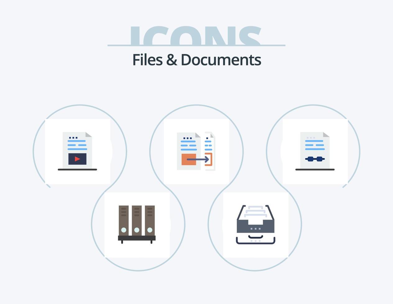 fichiers et documents pack d'icônes plat 5 conception d'icônes. document. Compte. document. musique. médias vecteur