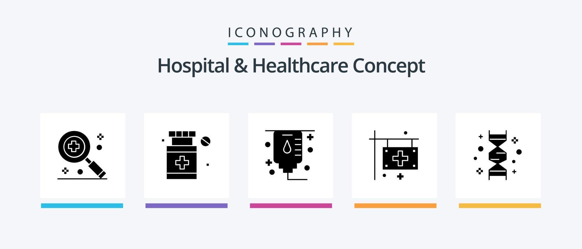 pack d'icônes glyphe 5 de concept d'hôpital et de soins de santé comprenant. chromosome. génome. conception d'icônes créatives vecteur