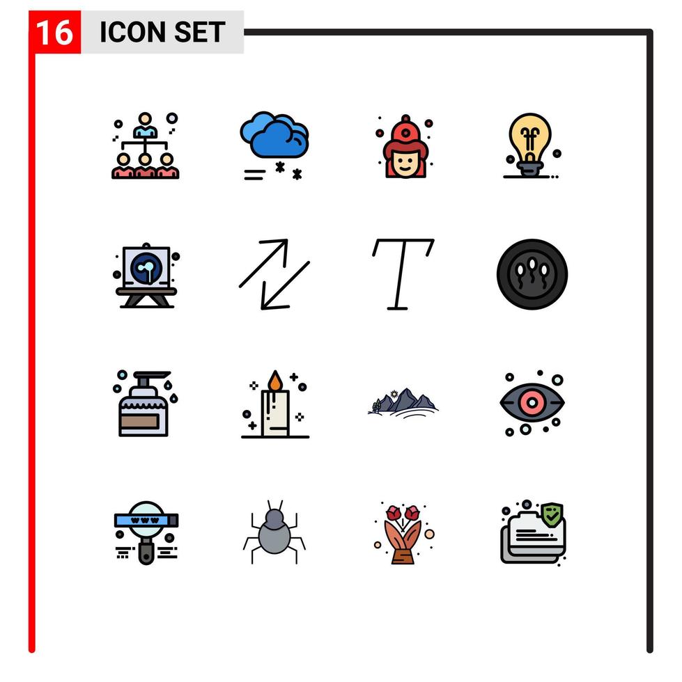 ensemble de 16 symboles d'icônes d'interface utilisateur modernes signes pour haletant idée combat éducation chapeau éléments de conception vectoriels créatifs modifiables vecteur