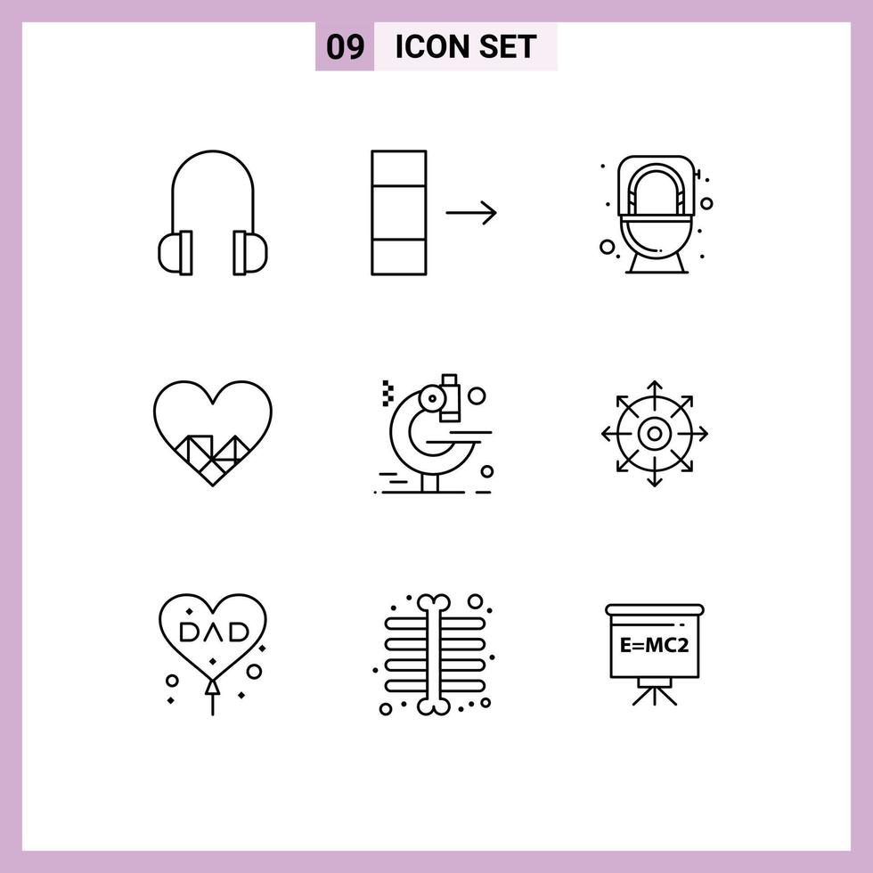 9 icônes créatives signes et symboles modernes de l'examen de rinçage au microscope cible comme des éléments de conception vectoriels modifiables vecteur