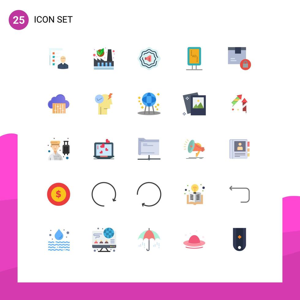 ensemble moderne de 25 couleurs et symboles plats tels que panneau de signalisation de boîte écologie branding accistic éléments de conception vectoriels modifiables vecteur