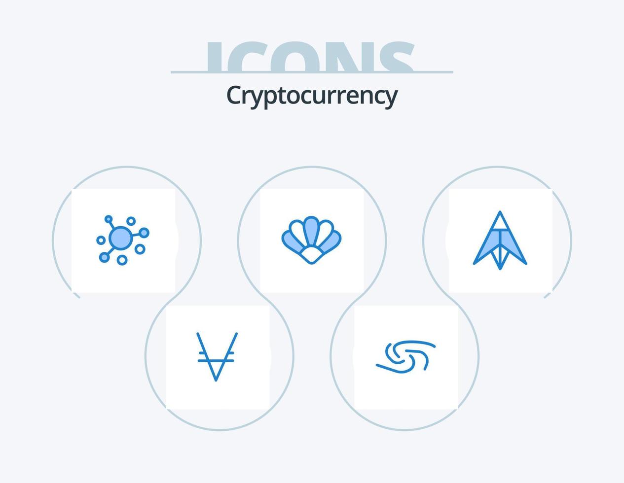 pack d'icônes bleues de crypto-monnaie 5 conception d'icônes. pièce de monnaie. crypto-monnaie. élastique. crypto. palourdes vecteur