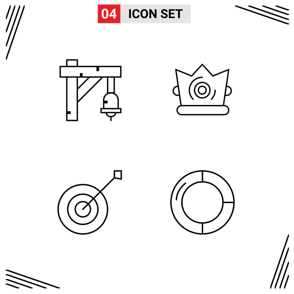 concept de 4 lignes pour sites Web mobiles et applications collection de cloches transport roi trophée éléments de conception vectoriels modifiables vecteur