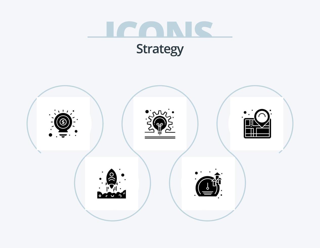 pack d'icônes de glyphe de stratégie 5 conception d'icônes. la navigation. idée. idée. équipement. ampoule vecteur