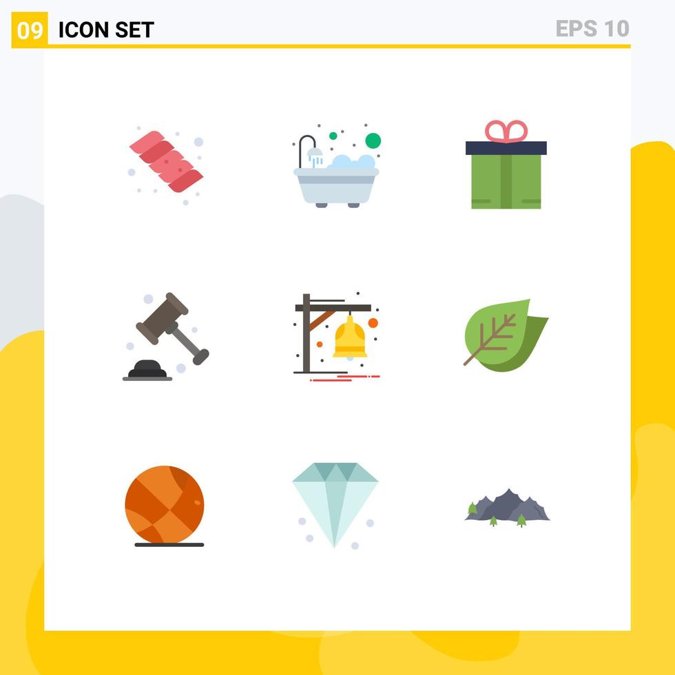 ensemble de 9 symboles d'icônes d'interface utilisateur modernes signes pour la notification de l'écologie shopping bell law éléments de conception vectoriels modifiables vecteur