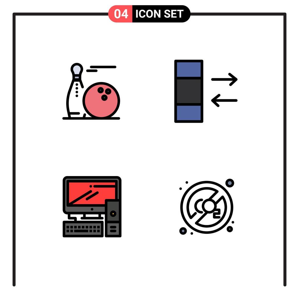 ensemble de 4 symboles d'icônes d'interface utilisateur modernes signes pour l'équipement de balle jouer des données pc éléments de conception vectoriels modifiables vecteur