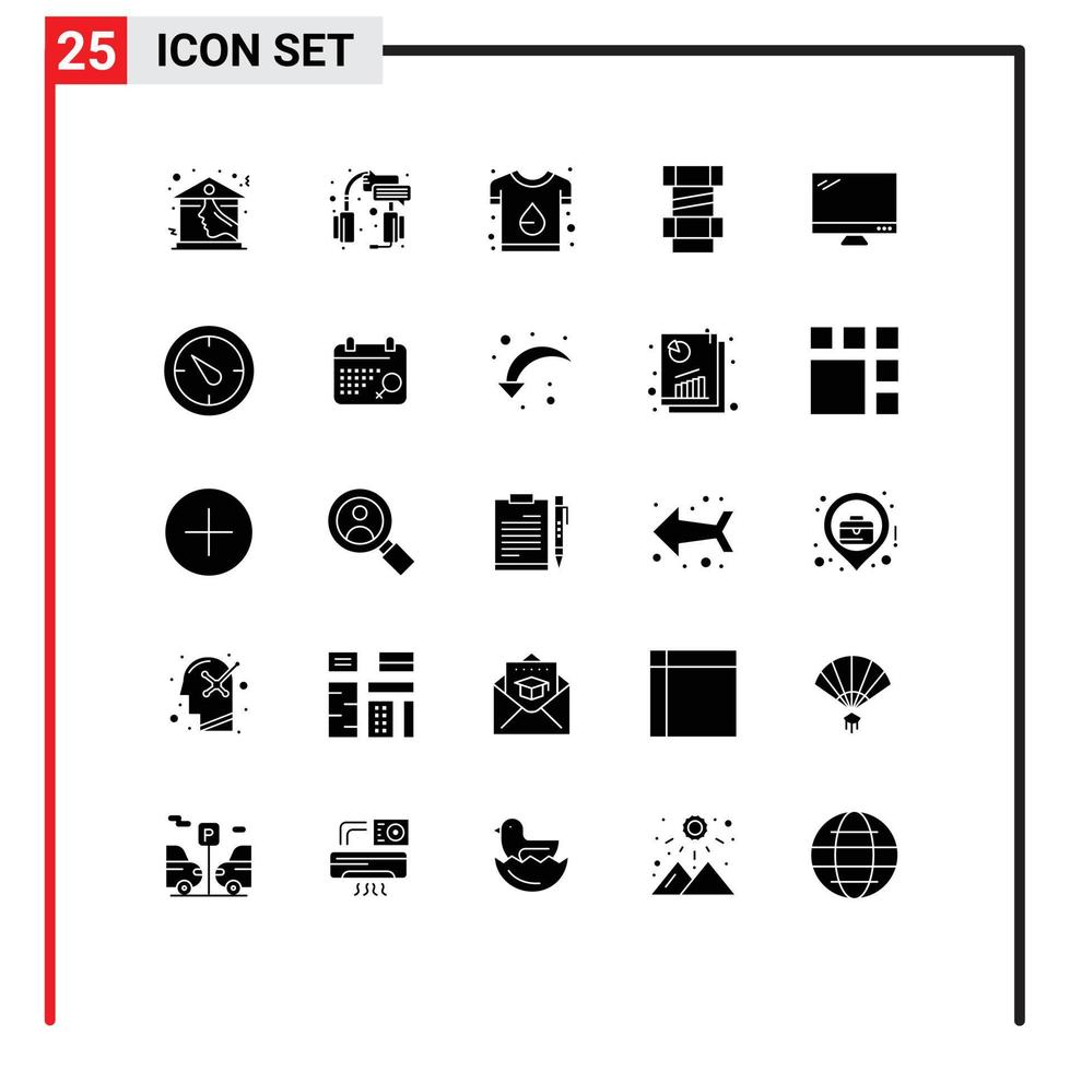 ensemble de pictogrammes de 25 glyphes solides simples d'éléments de conception vectoriels modifiables d'impression de charpentier de casque de construction informatique vecteur