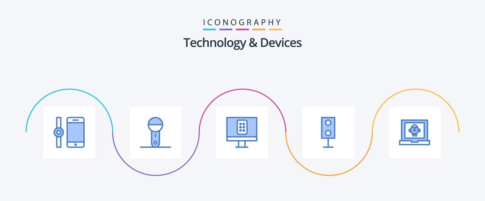 appareils bleu 5 pack d'icônes comprenant un ordinateur portable. La technologie. contrôler. orateur. électronique vecteur