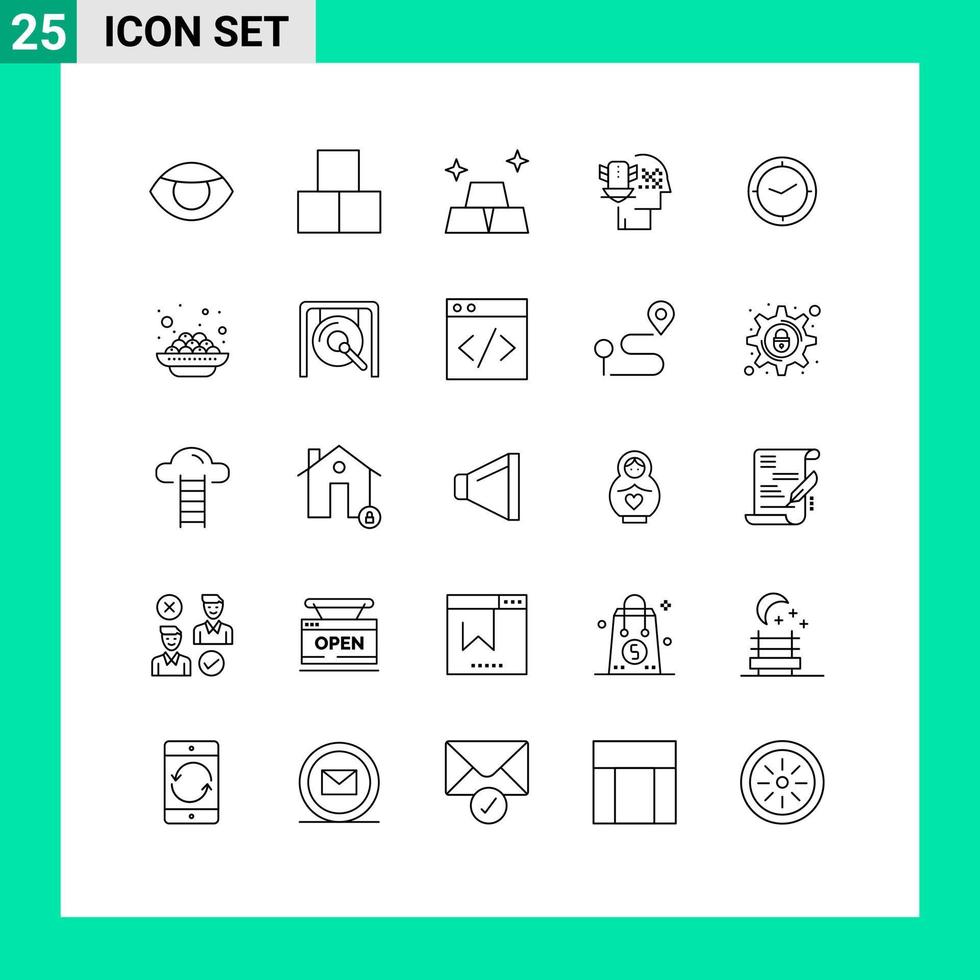 ensemble de 25 lignes vectorielles sur la grille pour les éléments de conception vectoriels modifiables personnels de la sécurité des finances de la montre de la minuterie vecteur