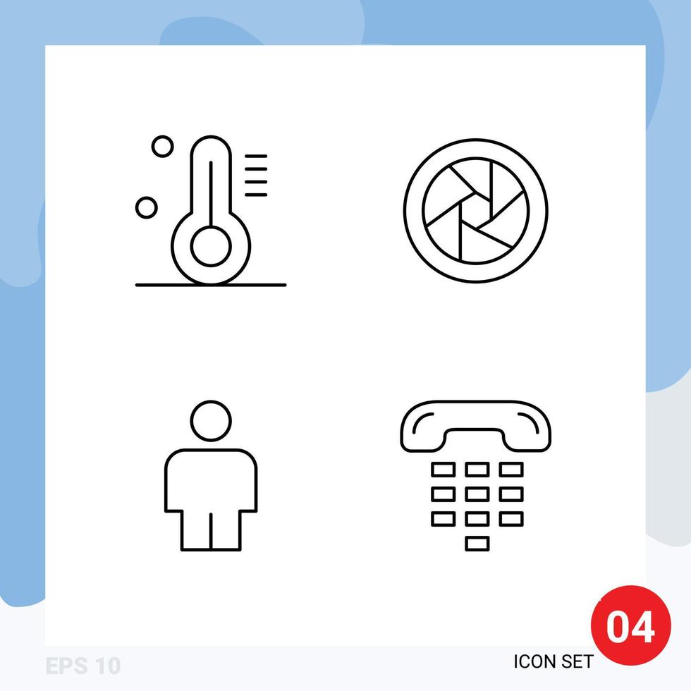 concept de 4 lignes pour sites Web mobiles et applications communication de température accessoires de caméra appareil corporel éléments de conception vectoriels modifiables vecteur