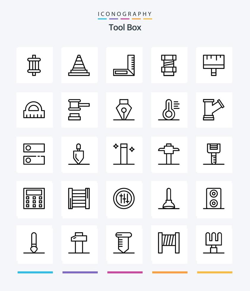 outils créatifs 25 pack d'icônes de contour tels que la règle. architecture. Charpentier. outils. brosse vecteur