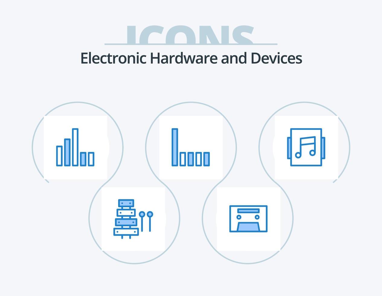 appareils bleu icône pack 5 conception d'icônes. . lien. . musique vecteur