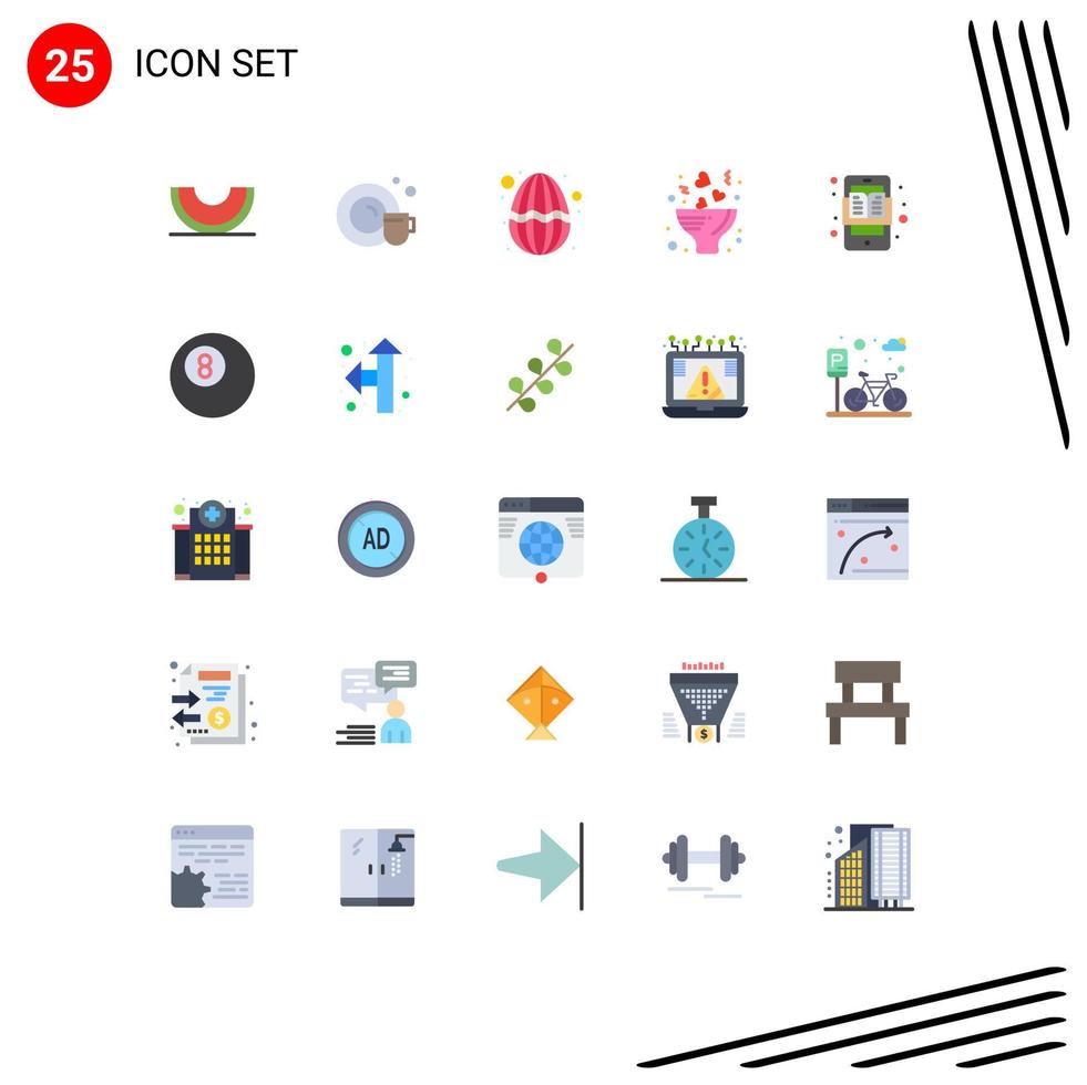 pack de 25 signes et symboles de couleurs plates modernes pour les supports d'impression Web tels que les applications éducatives romance bouquet d'amour de pâques éléments de conception vectoriels modifiables vecteur