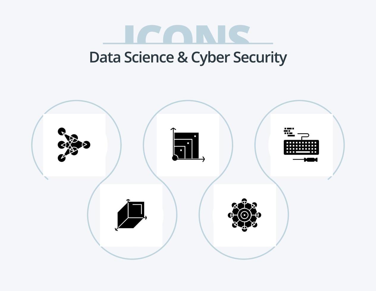 pack d'icônes de glyphe de science des données et de cybersécurité 5 conception d'icônes. clavier. depuis. apprentissage. système d'échelle. échelle vecteur