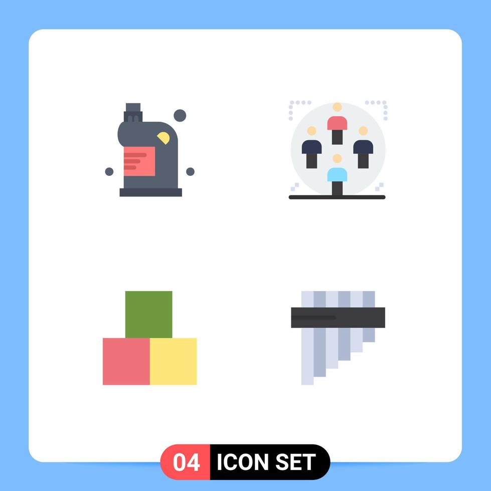 4 icônes plates universelles définies pour les applications web et mobiles nettoyer les éléments de conception vectoriels modifiables de l'équipe fluide familiale vecteur